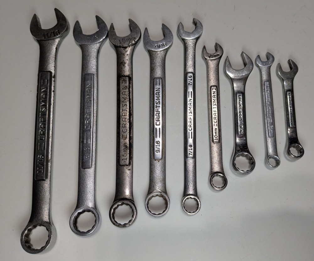 Nine Craftsman Combination Wrenches