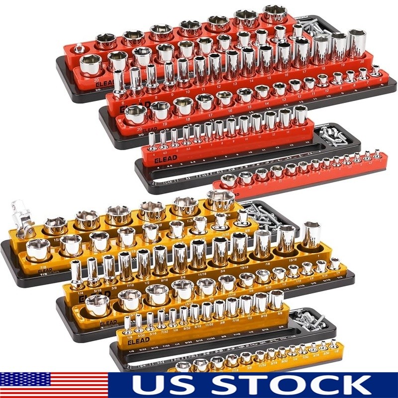 Magnetic Socket Organizer Set 3 Large Metric SAE Holders Tool Storage Solution