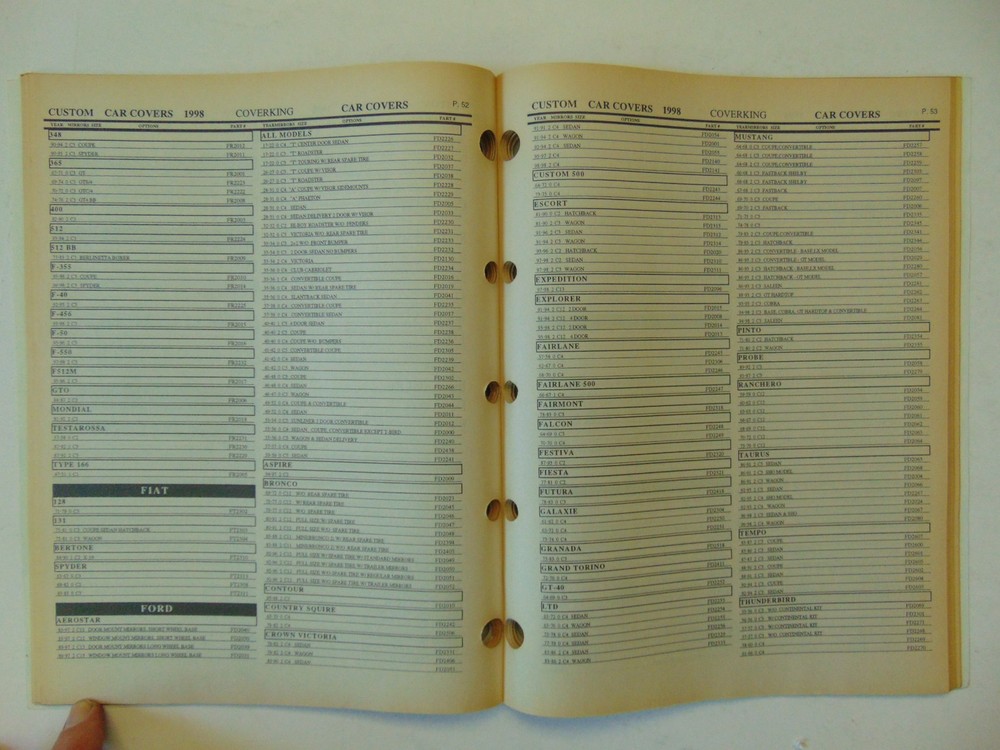 Vintage Original 1998 Coverking Application Catalog