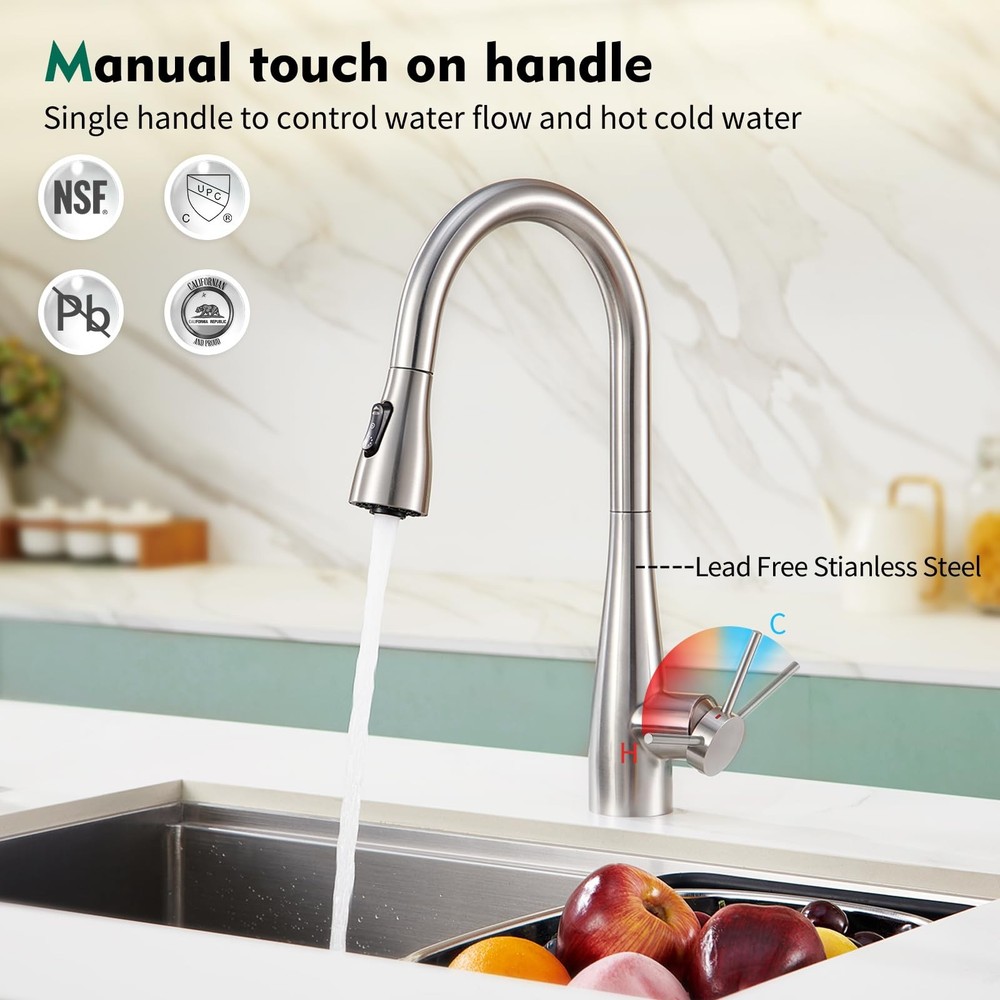 Infrared Sensor Kitchen Faucet,Touchless Kitchen Faucets with Pull Down Spray...