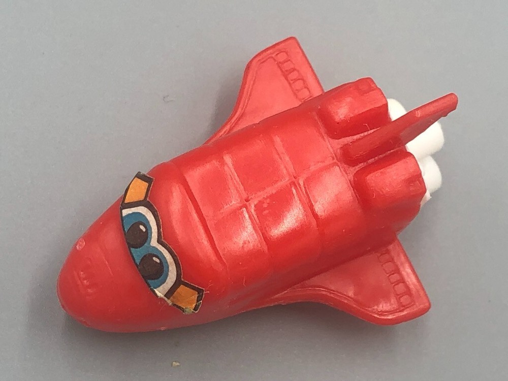 1990s Red ROCKET SPACE SHIP Toy CANDY CONTAINER Vintage