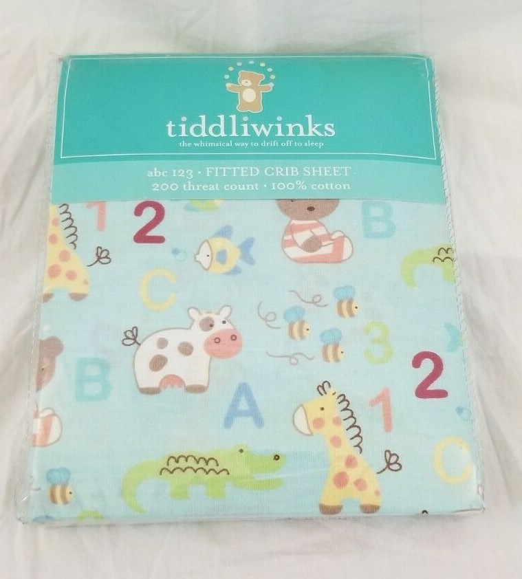 Tiddliwinks ABC 123 100% Cotton Fitted Crib Sheet NIP