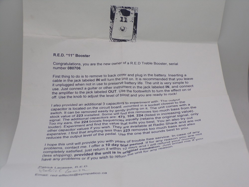 R.E.D. 11 Treble Boost Effect Pedal