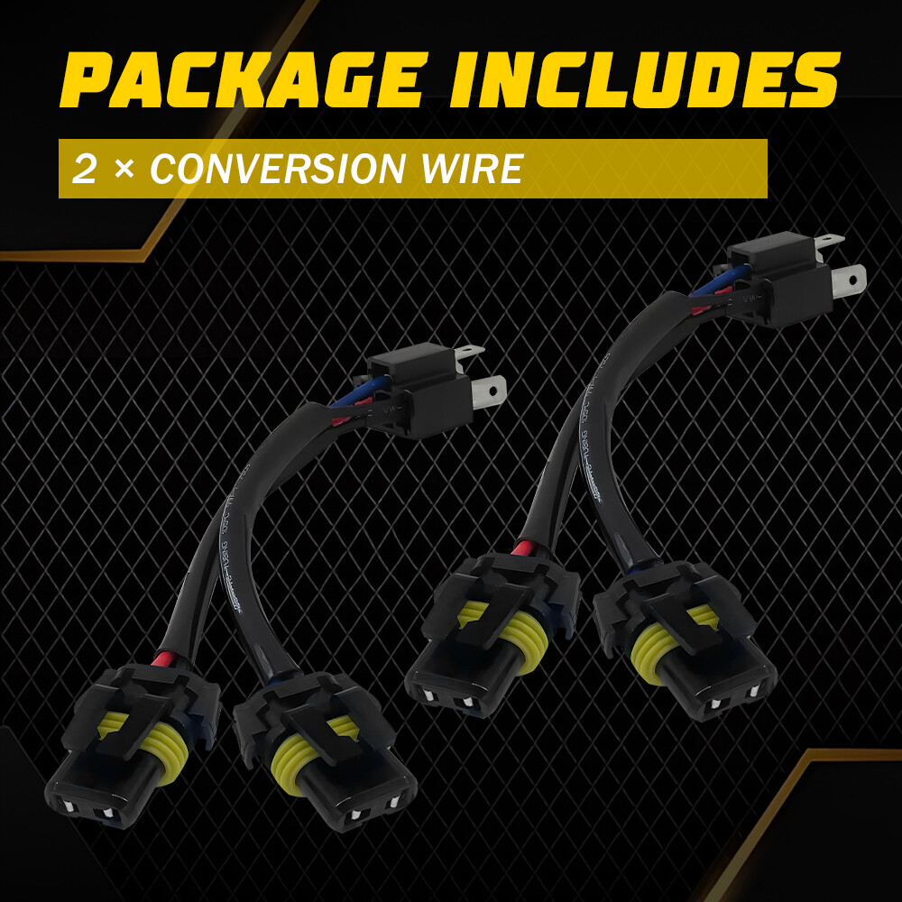 H6054 to 9005 9006 Conversion Wire Two Harness Head Light Adapter Plug Play