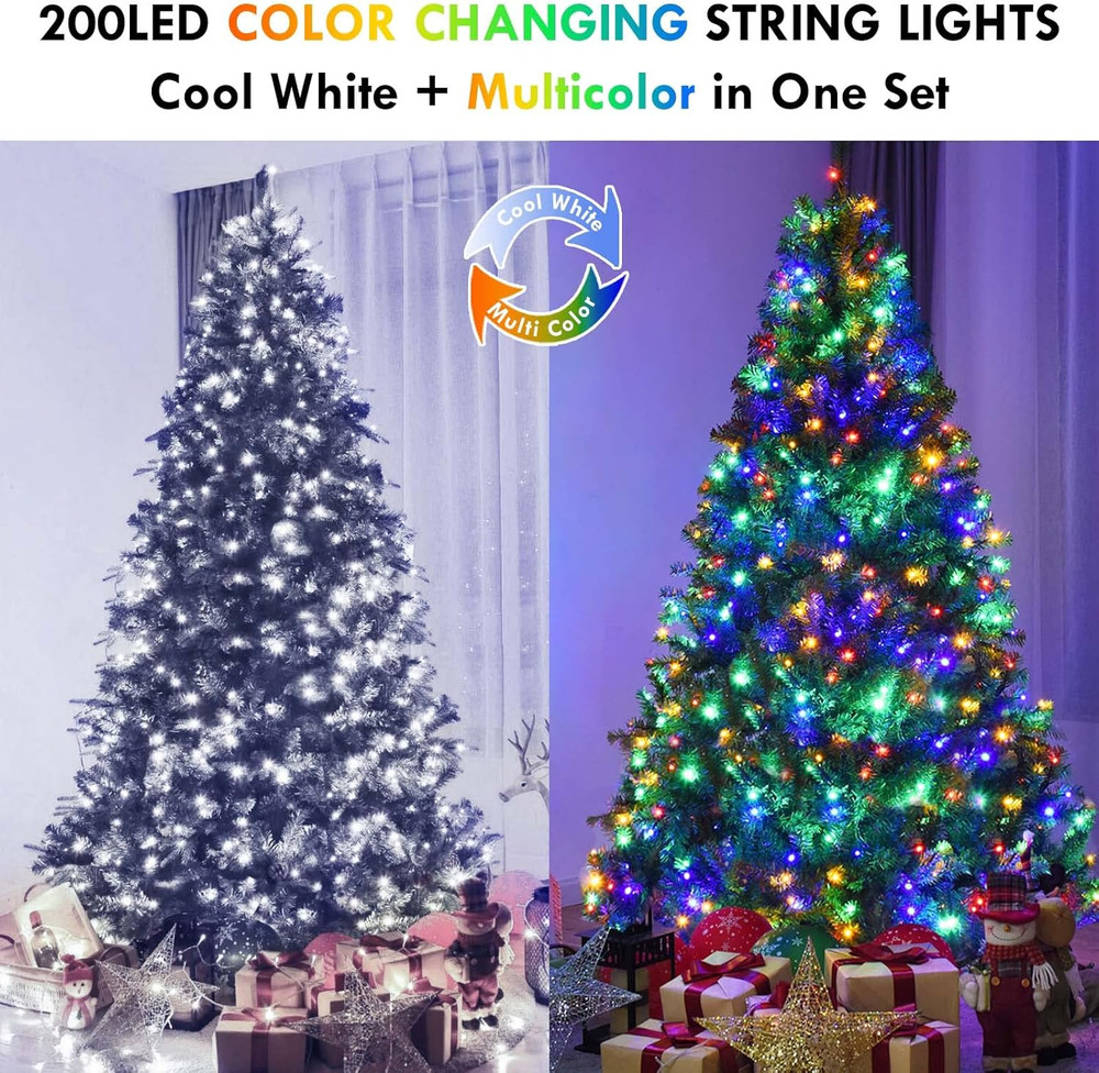 200 LED Color Changing Christmas String Lights 66FT | Remote Timer | Indoor Outd