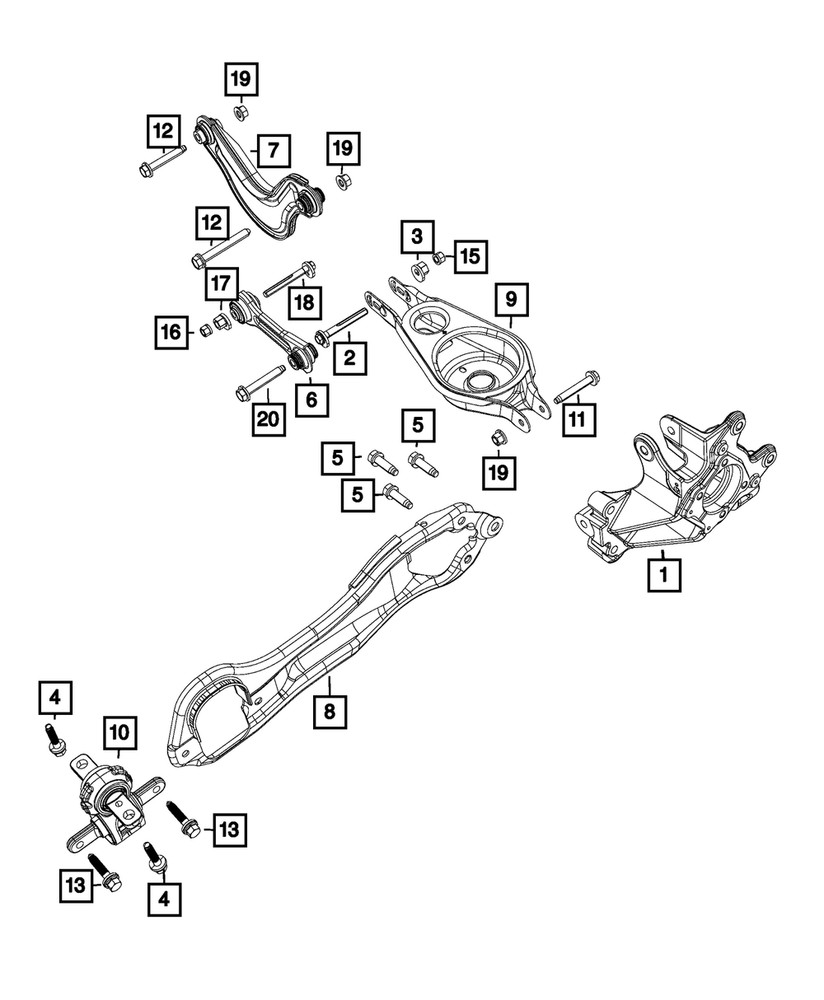 Genuine Mopar Trailing Arm Link Assembly Right 68470298AA