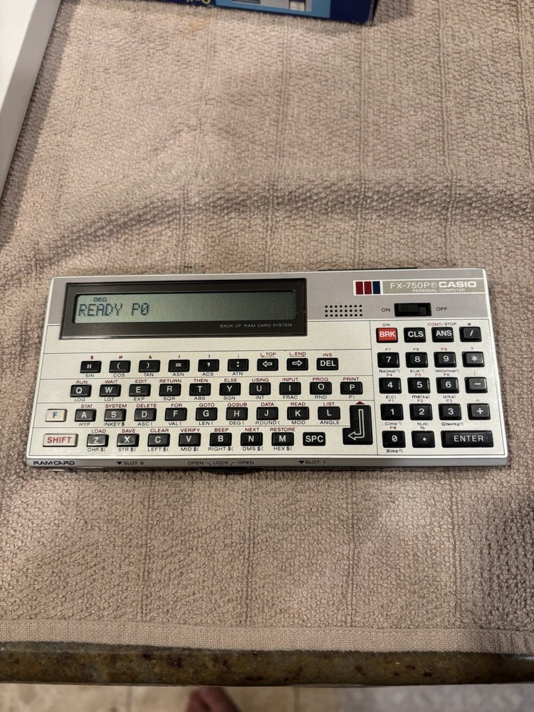 Casio FX-750P Programmable Computer w/ 2 RAM Cards Tested + Box