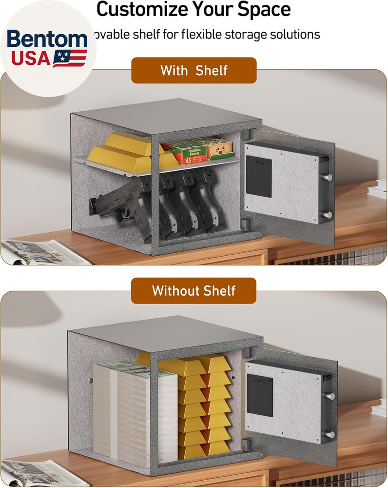 Smart Gun Safe for Multiple Pistols - Automatic Lock Safe Box with LCD Display/V