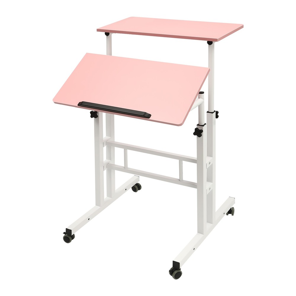 Height Adjustable Rolling Desk Laptop Table Home Office Working Drawing Desk