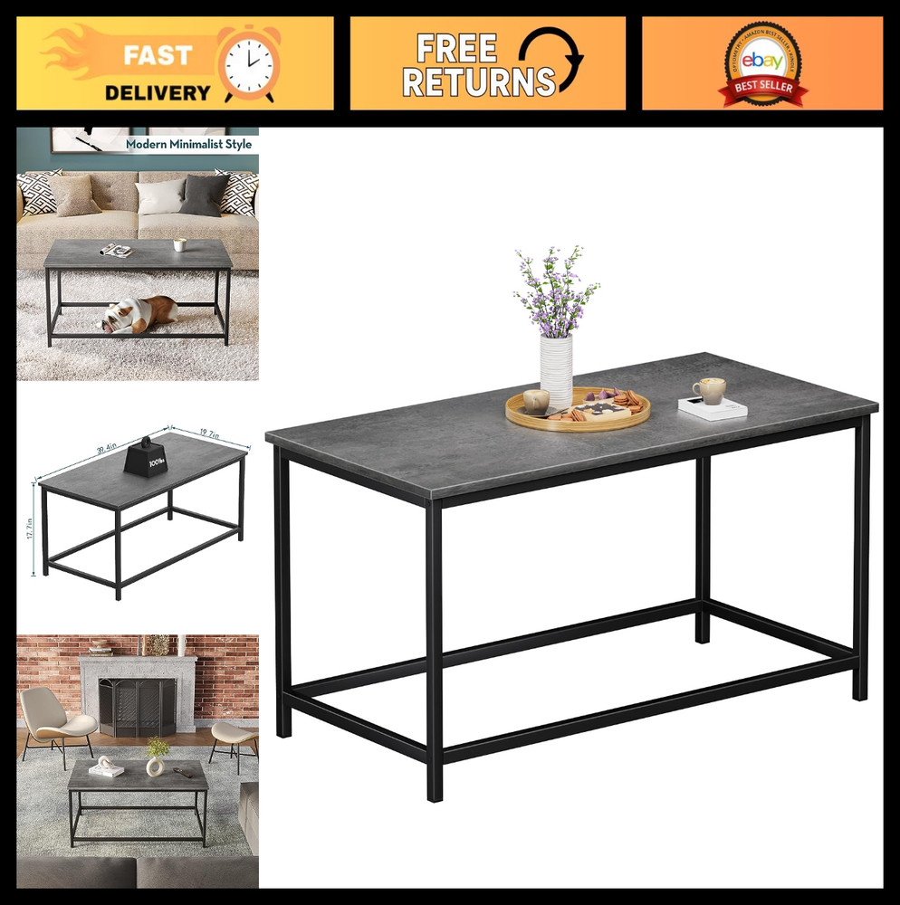 Modern Rectangular Coffee Table - Minimalist Open Design for Living Room & Offic