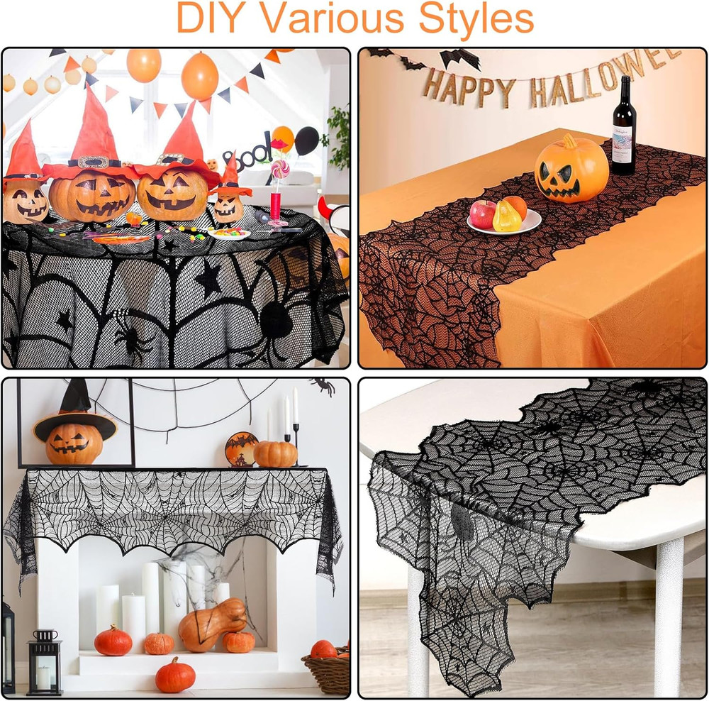 5Pack Halloween Decorations Indoor Halloween Spider Web Tablecloth
