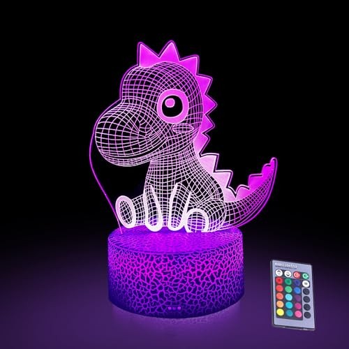 Dinosaur 3D LED Night Light - Remote & Touch Control, Multi-Color Dinosaur 02