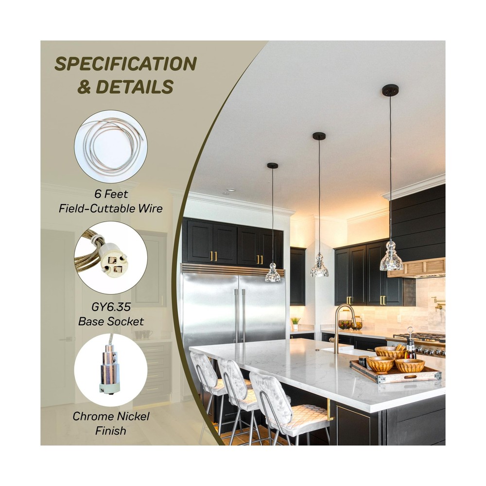 Tech Lighting 287COXLVN FreeJack Pendant Socket, Chrome Nickel, Low Voltage, ...
