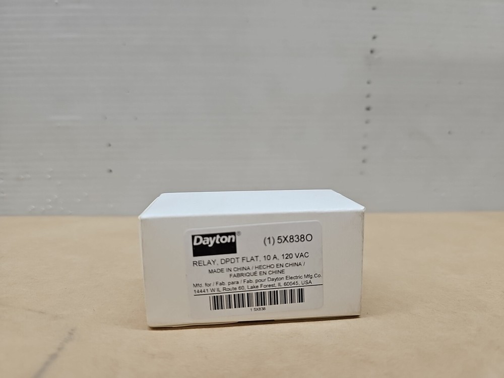 Dayton 5X8380 Relay DPDT FLAT, 10A, 120VAC
