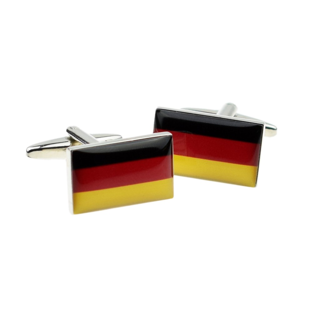 German Flag Cufflinks Presented in a Personalised Chrome Box
