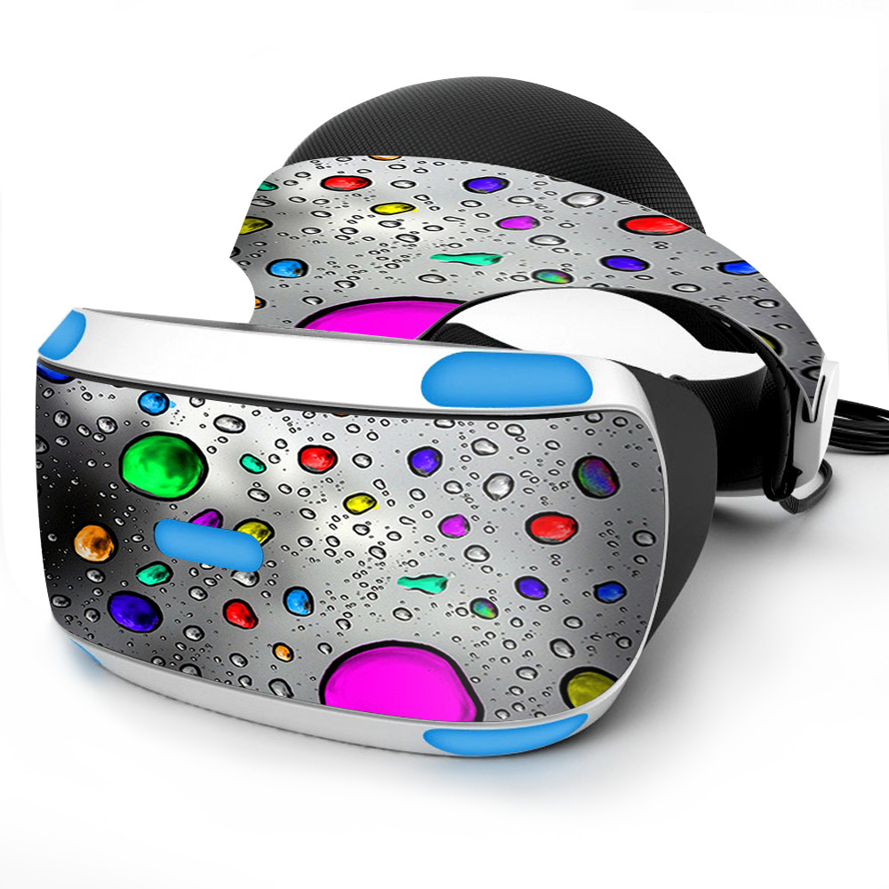 Skin Wrap for Sony Playstation PSVR Headset colored rain drops 3d effect