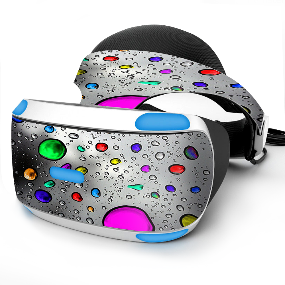 Skin Wrap for Sony Playstation PSVR Headset colored rain drops 3d effect