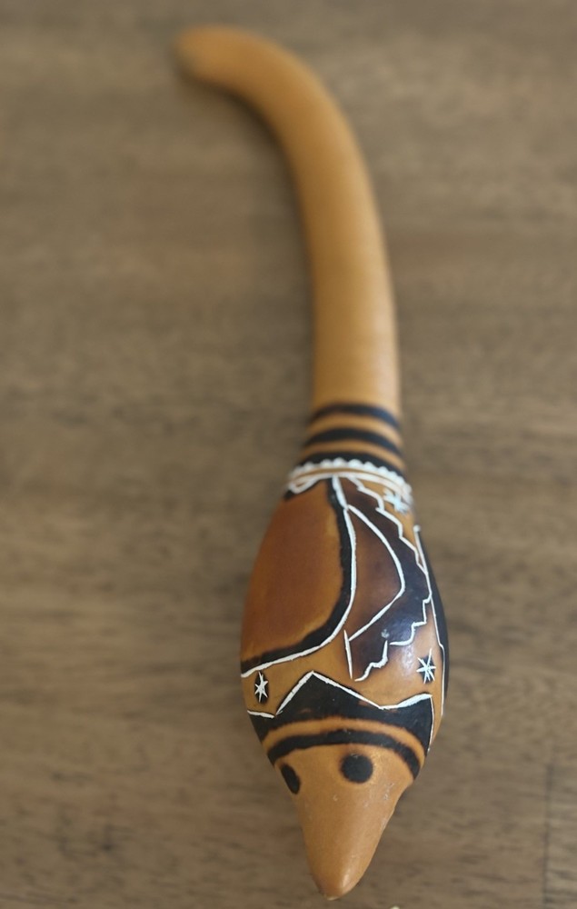 Etched Maraca Rattle Shaker Gourd