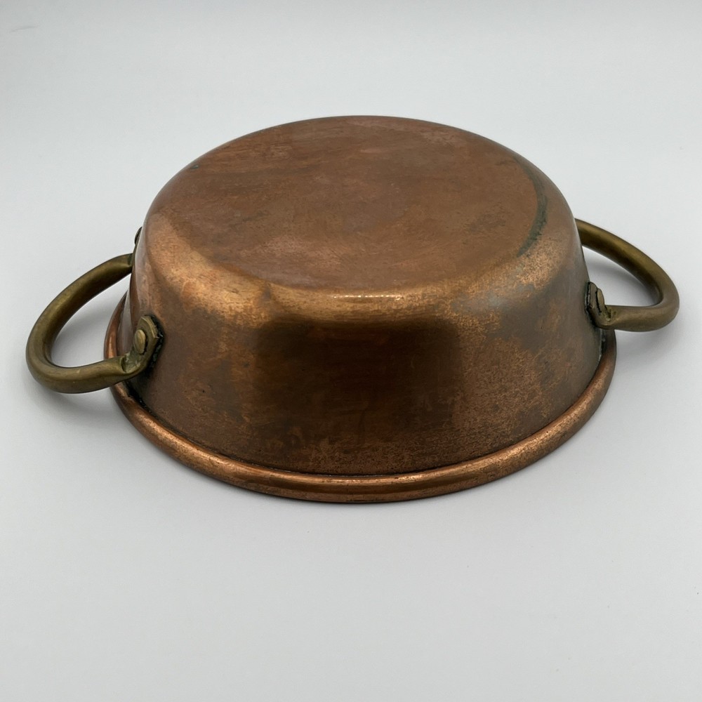 VINTAGE 5” COPPER TIN POT WITH LID