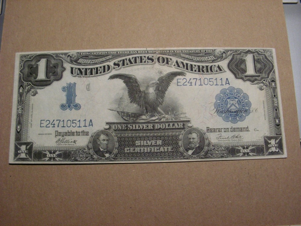 1899 One Dollar Silver Certificate. $1.00 High Almost Unc. Black Eagle Note.