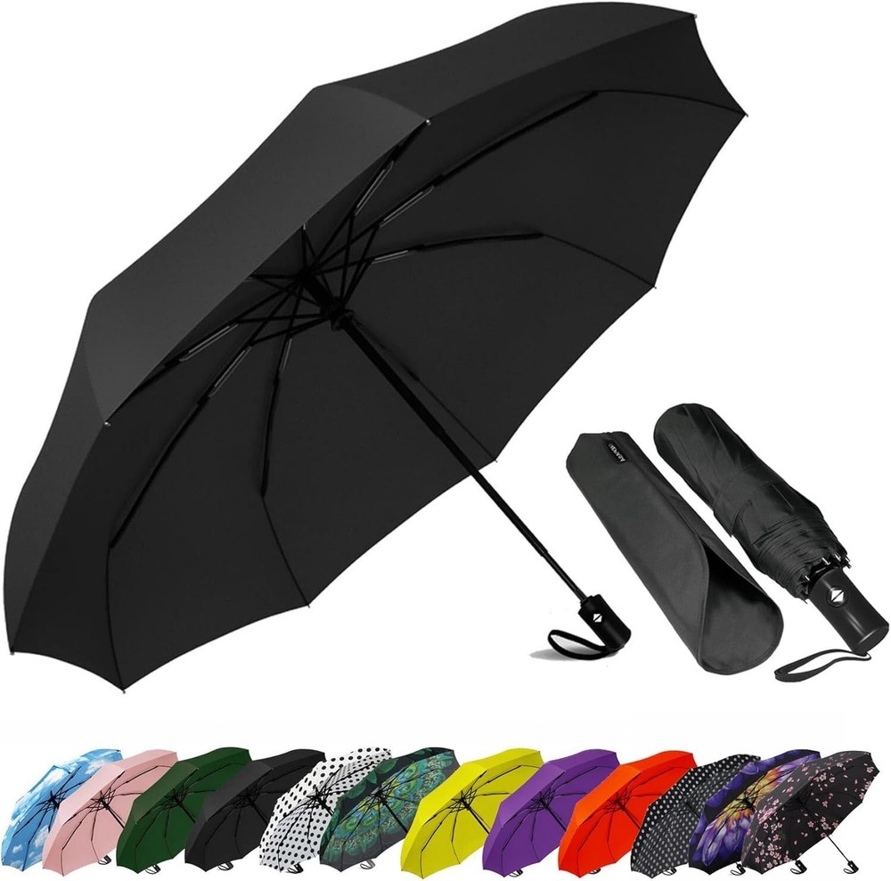 Windproof Travel Compact Umbrella-Automatic Umbrellas for Rain-Compact Folding U