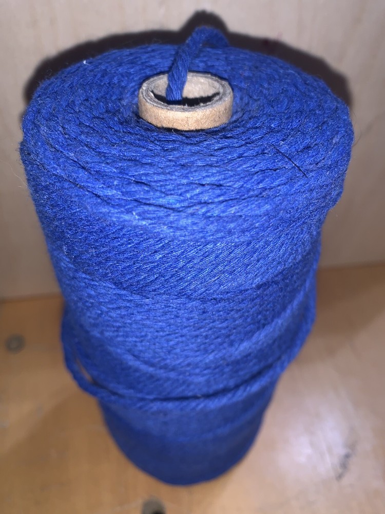 Blue 100% Cotton Macrame Cord 3mm Partial Spool