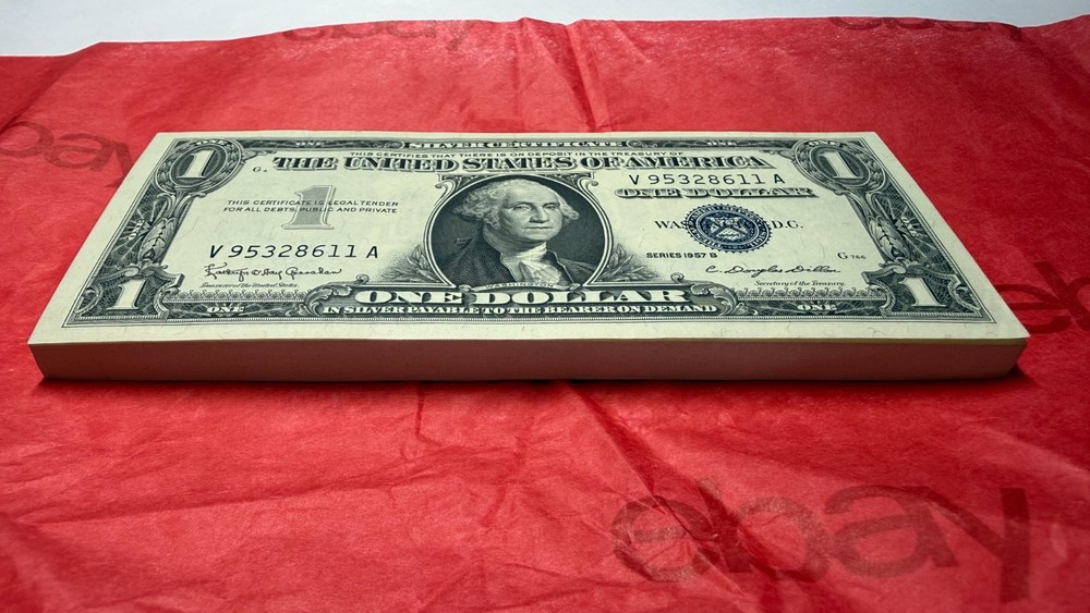 $1 Silver Certificate 1957 One Uncirculated Gradable Sequential Note Perfect UNC