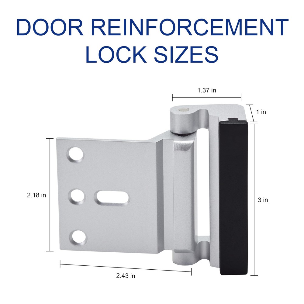 Kirphealy Home Security Door Lock, 2 Pack Reinforcement Locks for Silver