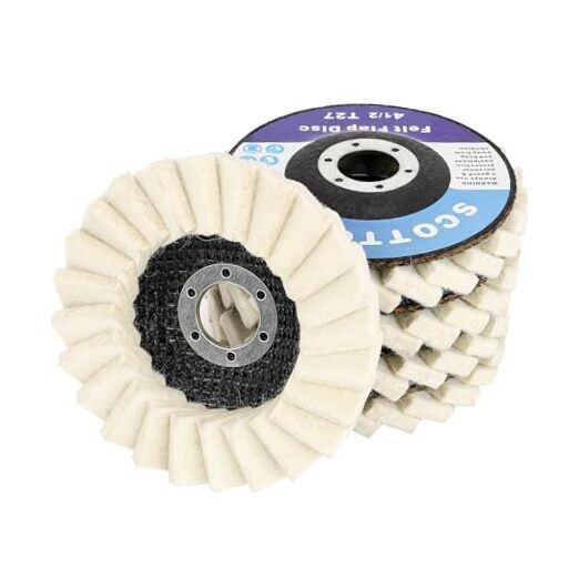 Felt Flap Disc 4-1/2" x 7/8" Arbor for Angle Grinder () - High Density 5 Pack