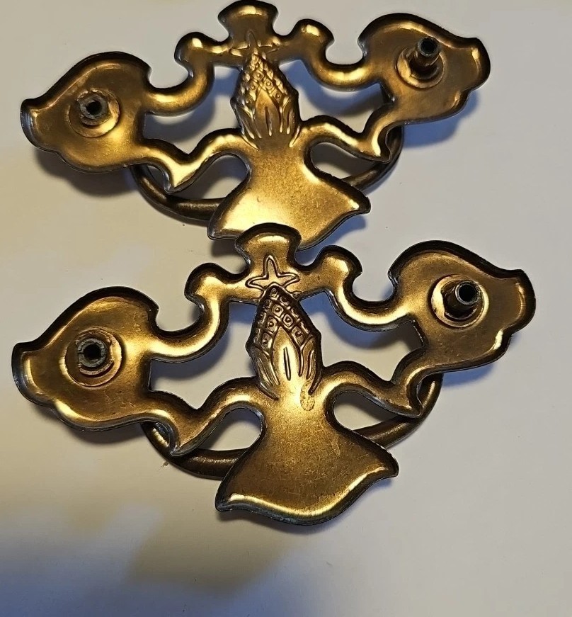6 Brass Vintage Hardware drawer pull Chippendale pineapple 3" Center/Center #2