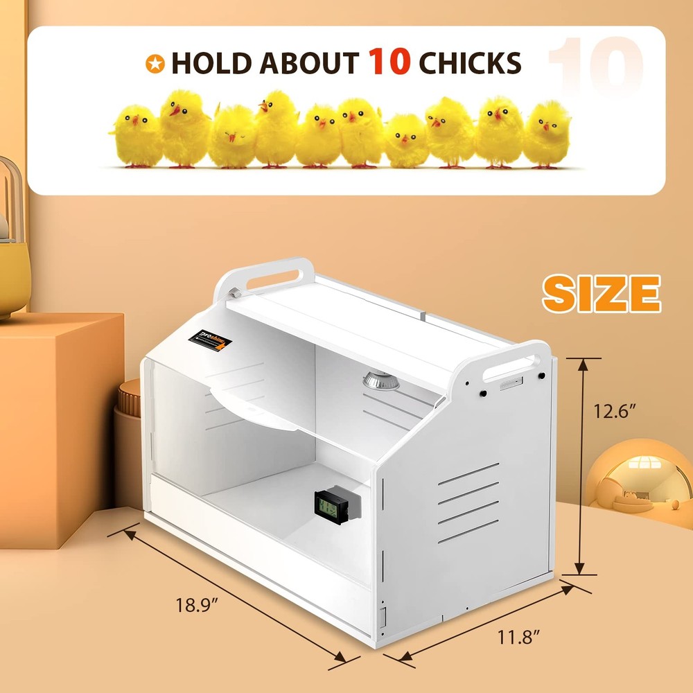 Chicken Brooder Box for Chicks, Quail Brooder with Heating Lamp, 2 Mode Therm...