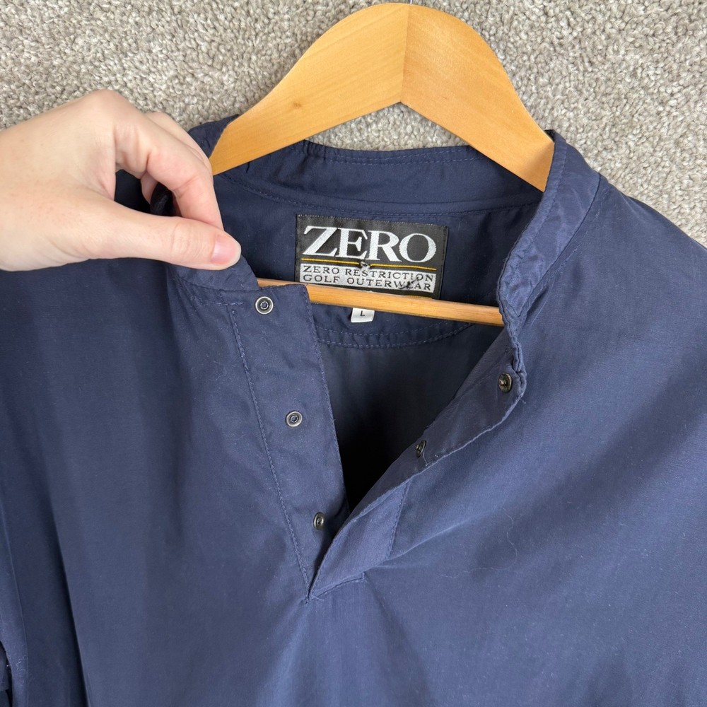 ZERO Restriction Golf Outerwear Pullover Jacket Men's Large Navy Blue Snap Neck