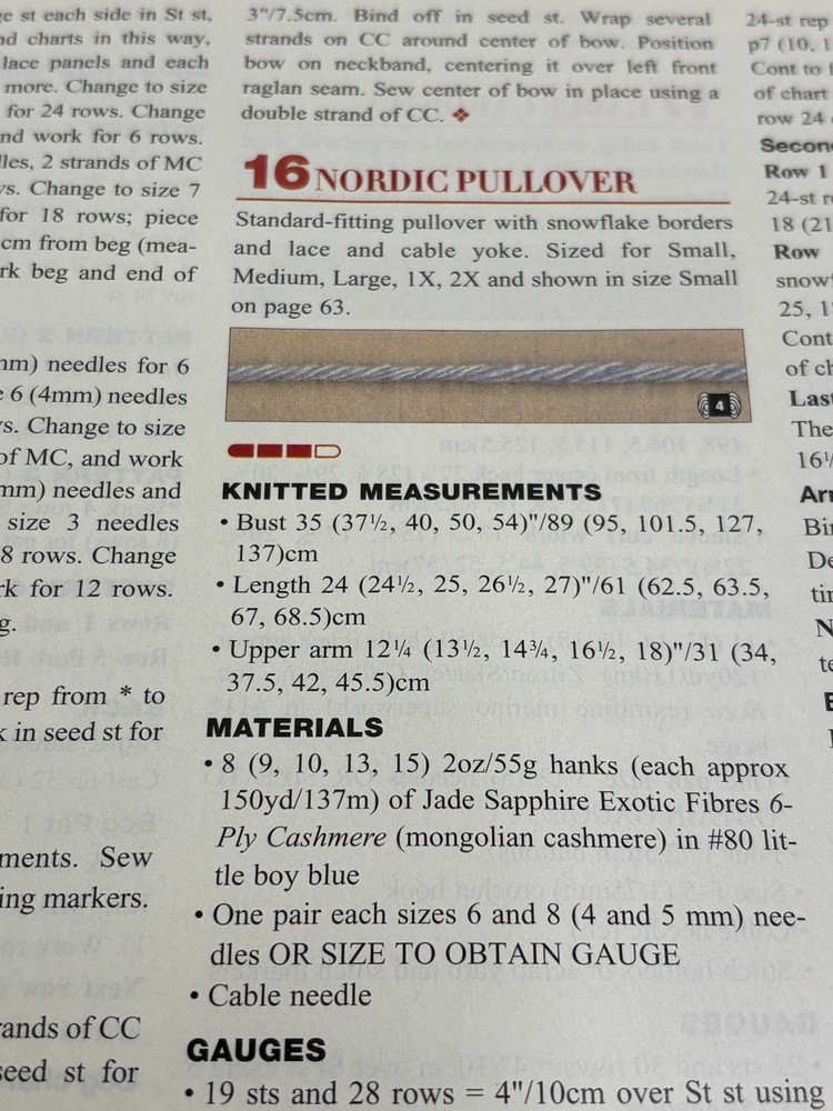 Nordic Pullover Woemens Size Knitting Pattern Magazine Pages