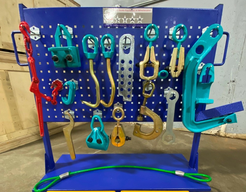 SET#71 AUTO BODY FRAME MACHINE 18 PIECE PULLING TOOLS AND CLAMPS SET