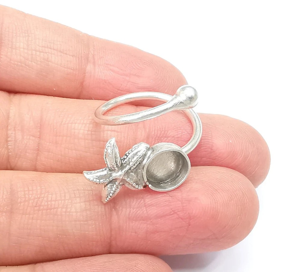 Starfish Ring Blank Setting, Cabochon Mounting, Adjustable Resin Ring Base Bezel