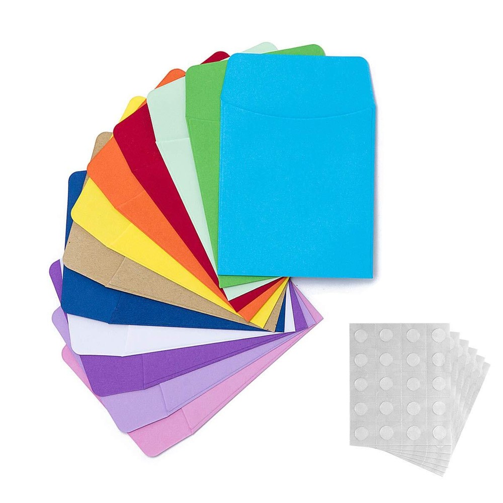 120 Pieces Small Envelopes Library Card Non-Adhesive Packets Envelopes with 1...