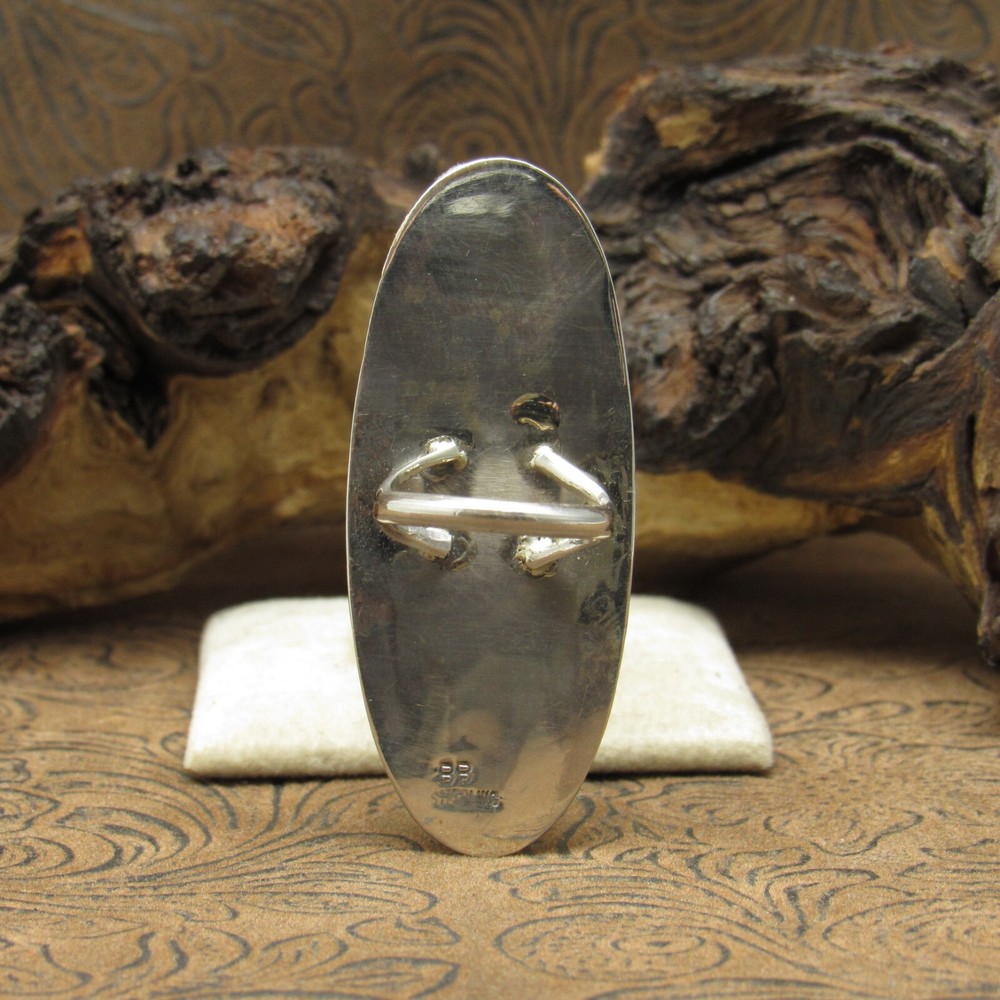 Sterling Silver Long Oval Howlite Ring Size 5.75+