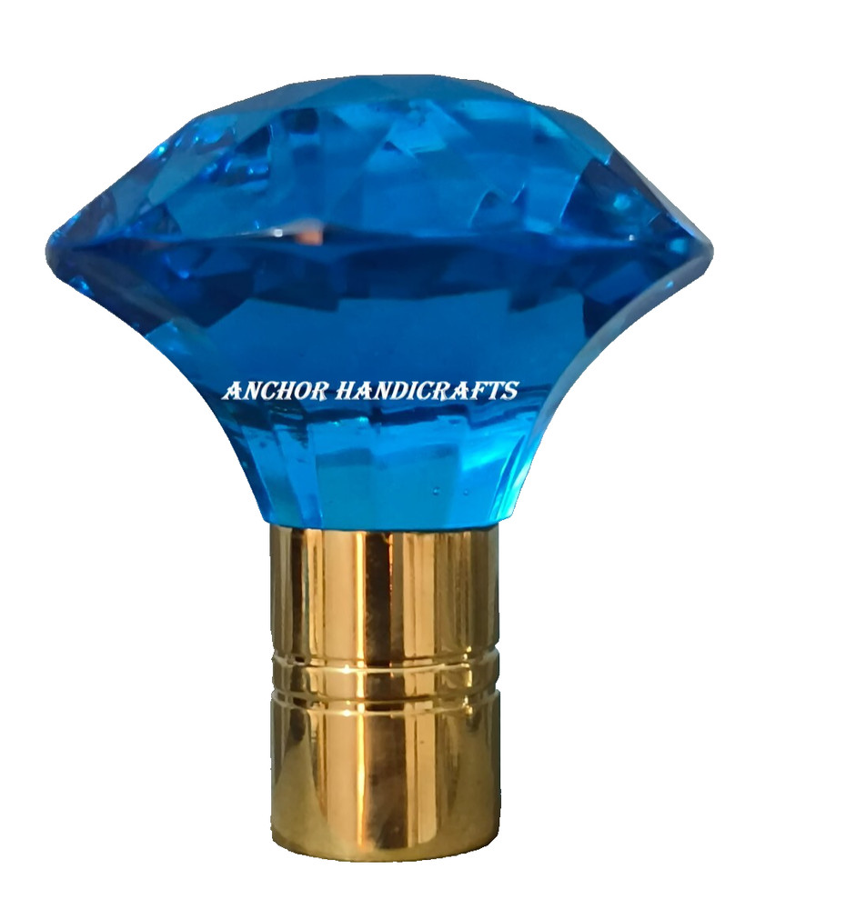 Steampunk Blue diamond shape Handle Replica for Walking stick and canes