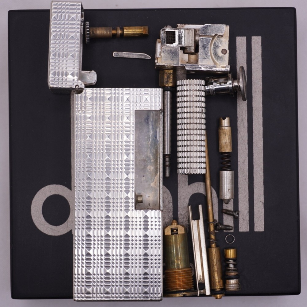 Dunhill Lighter Silver Tartan Pattern-Ultrasonically Cleaned_Working