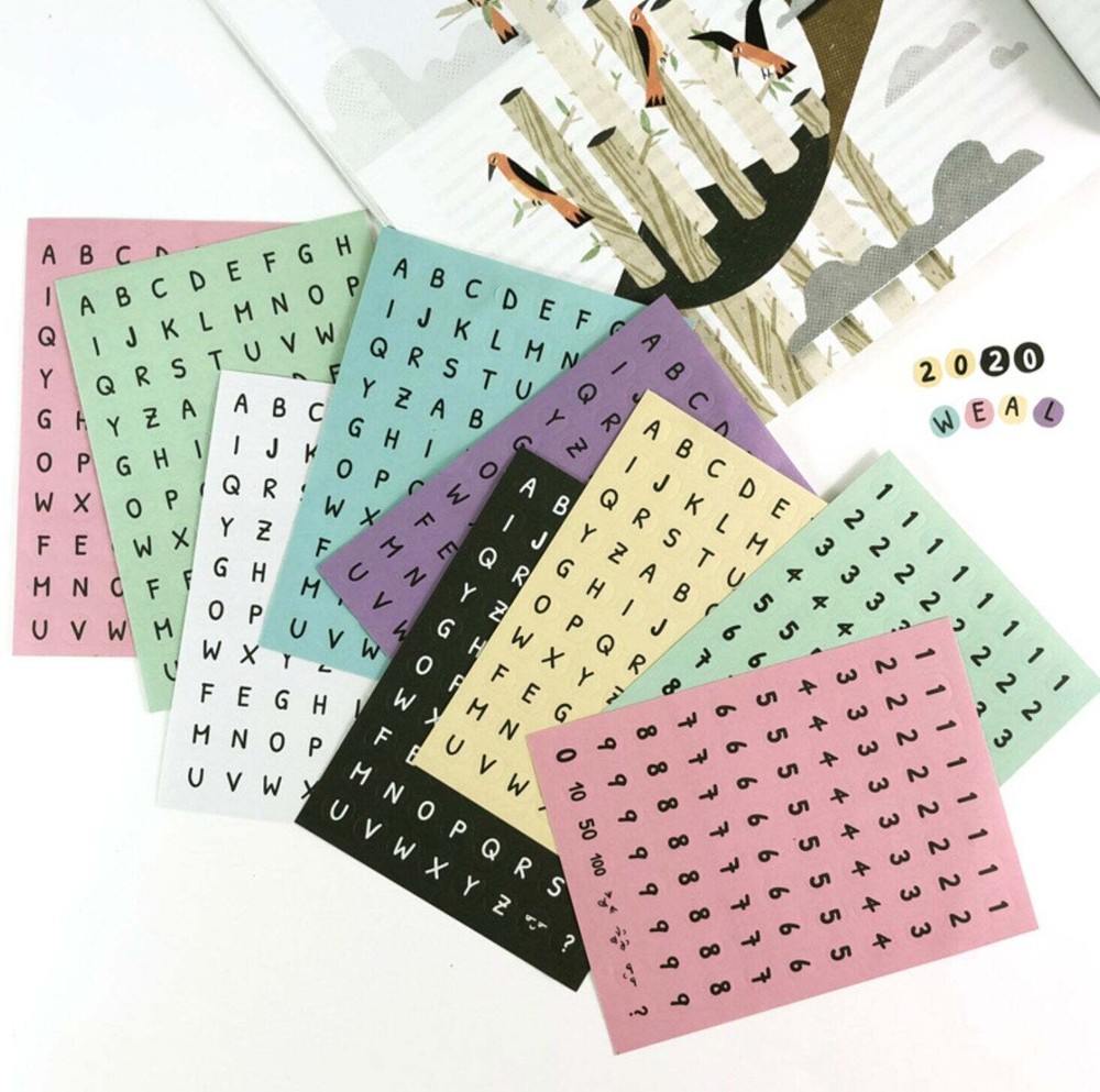 Letter and Number Sticker Sheets (4 Sheets), Crafts, Scrapbook, Diary, Journal