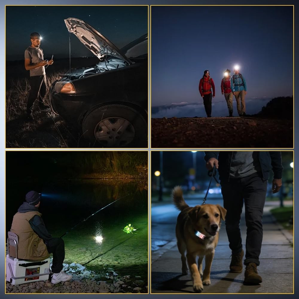 LED Headlamp Rechargeable Type-C, 2 Pack Super Bright Head Lamps, 8 Modes Cli...