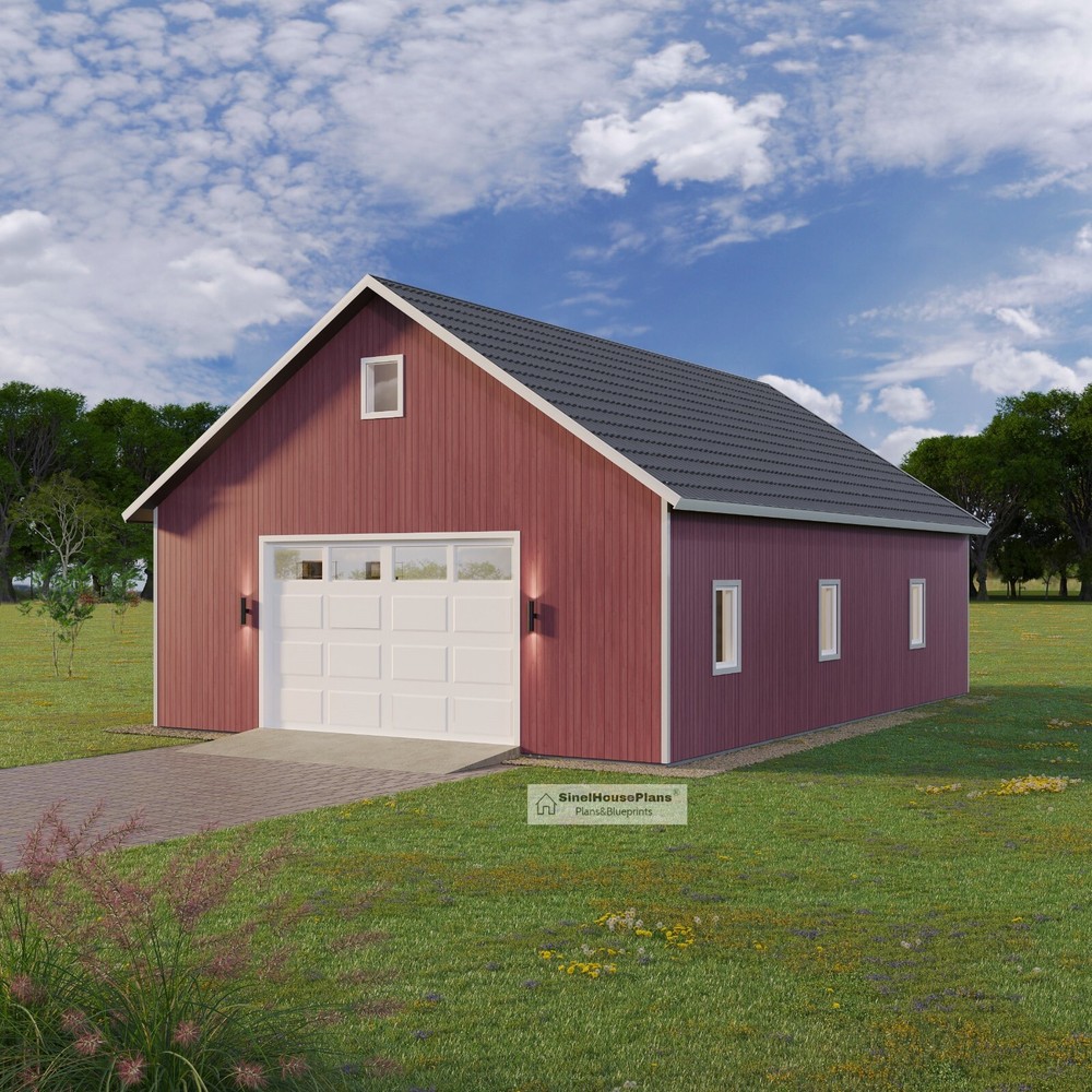 32' x 48' Post Framed Garage plans, Pole Barn Construction Blueprints