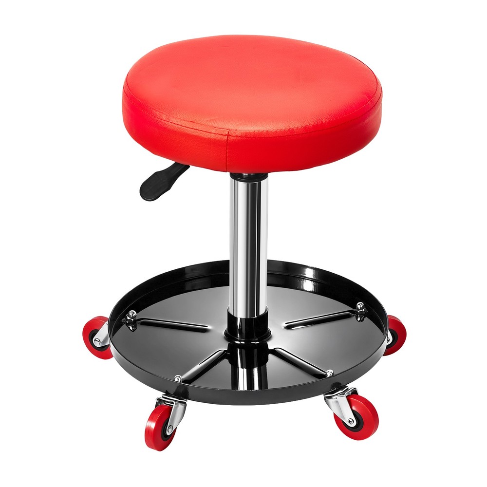 Rolling Garage Stool Adjustable Height Mechanic Work Seat w/ Tool Tray Storage