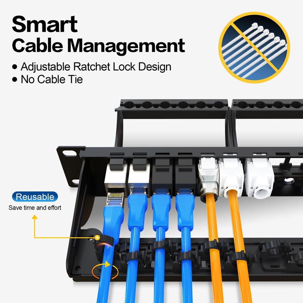 Patch Panel 24 Port Blank Front Cable Rack Smart Management 19 inch Rack Mount
