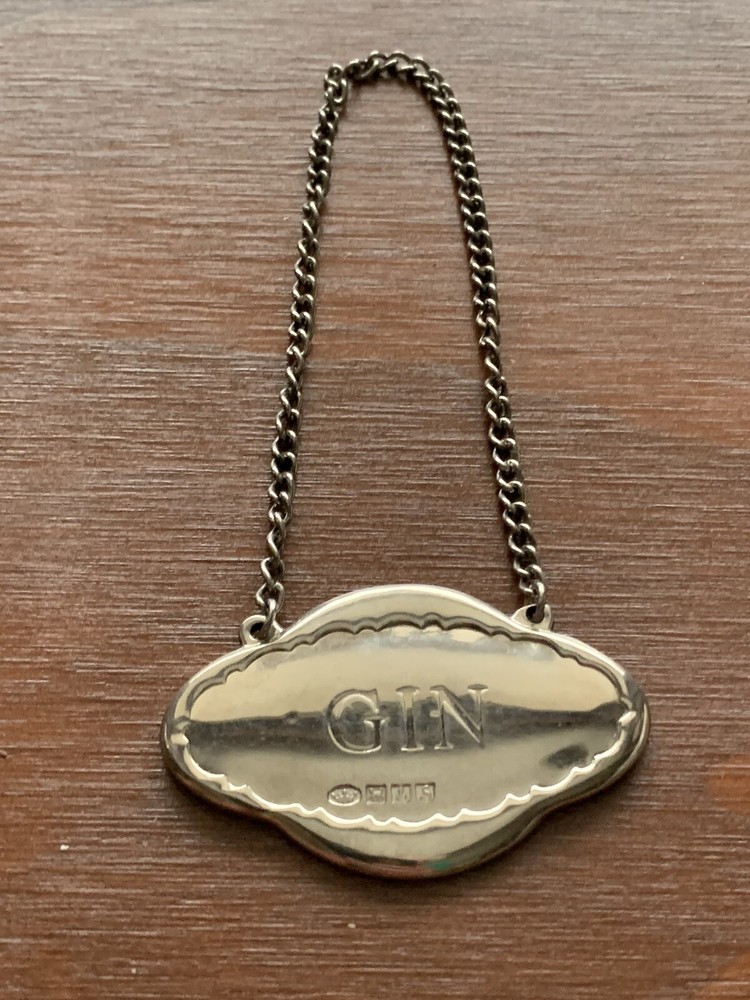 Pottery Barn Sterling Silver Decanter Tags - Gin