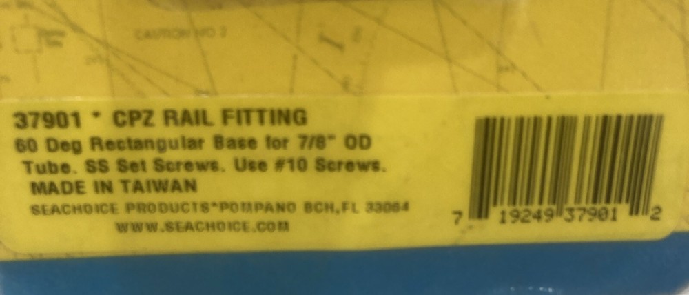 SEACHOICE 37901 RECTANGULAR BASE RAIL FITTING 60DEGREE CHROME ZAMAK BOATINGMALL