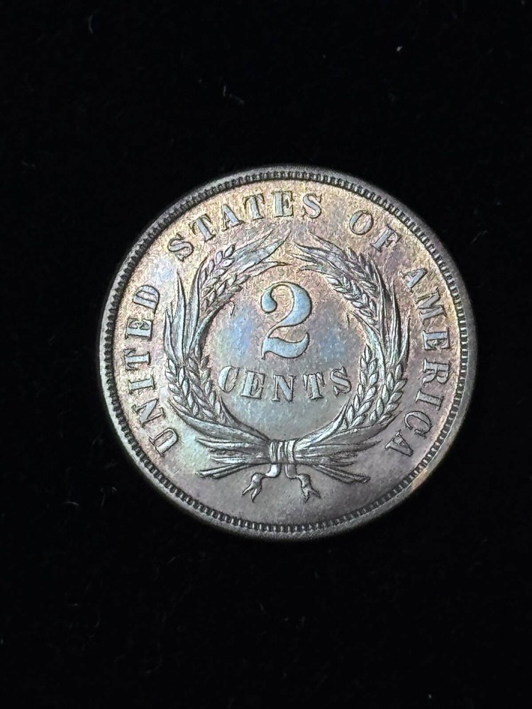 1871 2c Proof Two Cent Piece - Double Die Obverse