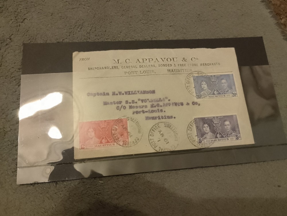 Mauritius Postal Cover 1937 Unchecked Nice Cancels