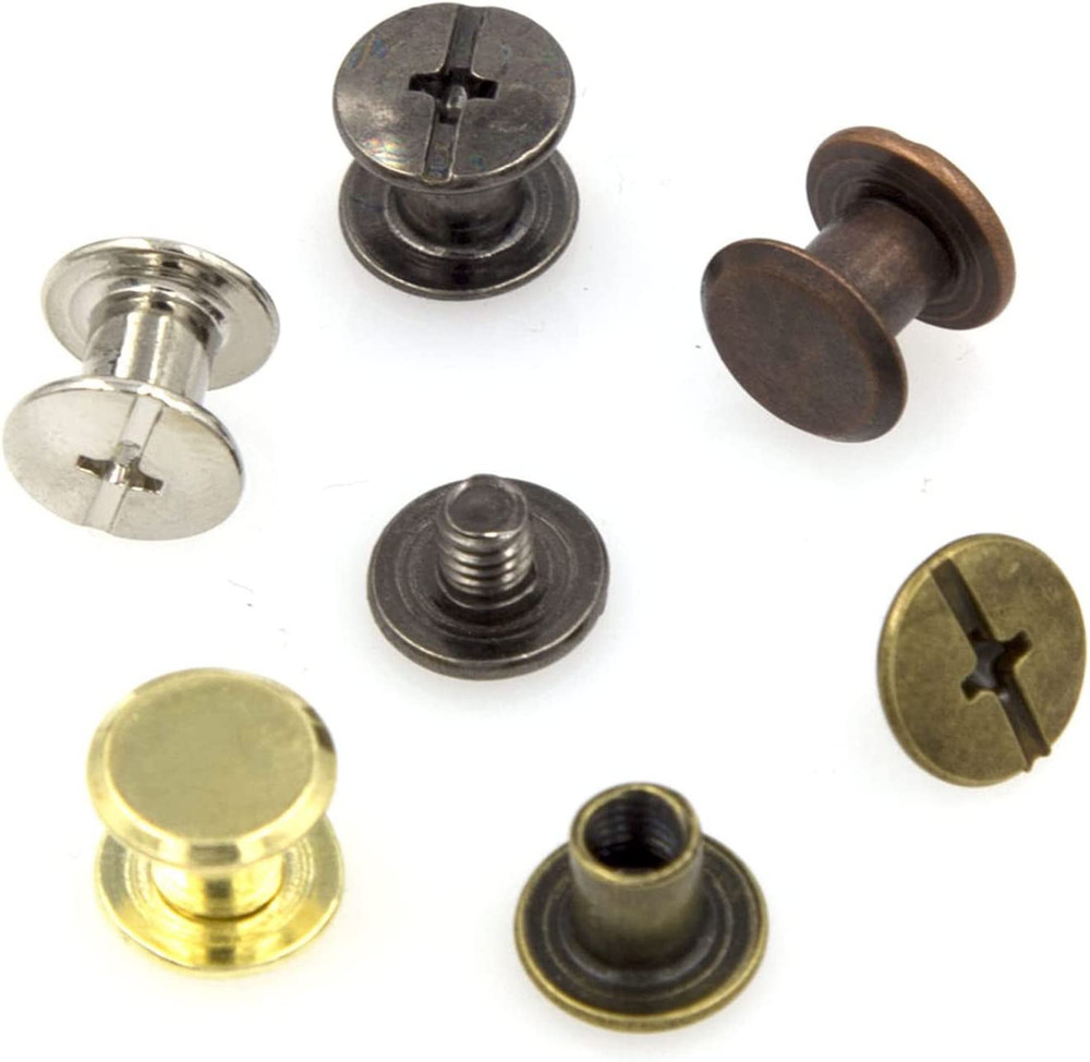 100 Sets Chicago Screws Assorted Kit Leather Rivets Binding Posts Bolts New