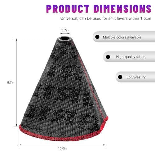 Car Shift Boot Cover, Waterproof Fabric Manual/Automatic Shift Knob Boot Black